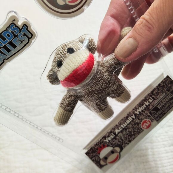 World's Smallest SOCK MONKEY Toy Miniature Doll Retro Mini Plush Figure - Picture 1 of 5